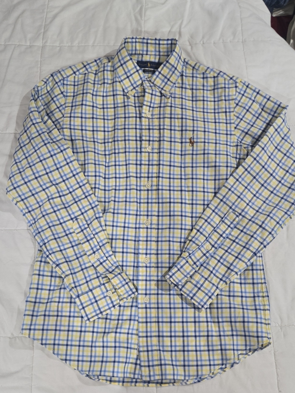 Ralph Lauren Yellow and Blue Plaid Button-Down Shirt